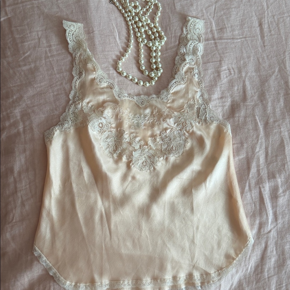 Dior Peach and Cream Vintage Lace Camisole
